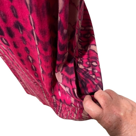 Soft Surroundings Tie Dye Flowy Dress Sz 3X 100% Rayon Asymmetrical Cinched Back - Picture 6 of 13